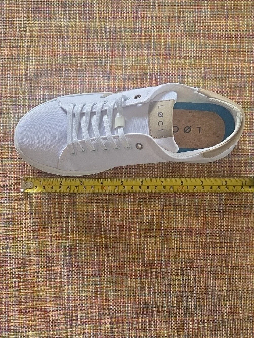 LOQ White Canvas Low-Top Sneakers with Gold Trim